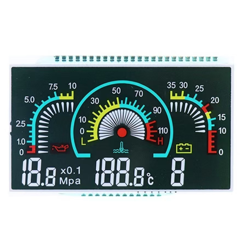 Color film LCD segment code screen color effect, can do gradient color, low power consumption, present TFT effect, can do special shape